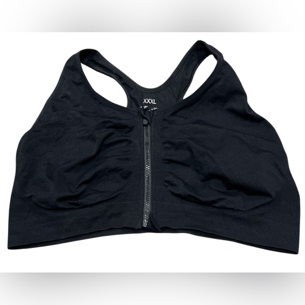 Black Zip-Front Sports Bra Size XXXL
